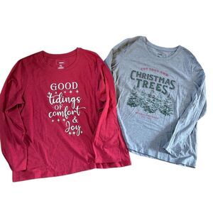 Sonoma Women's Holiday Graphic Set of 2 Long Sleeve Shirts Size Petite XL